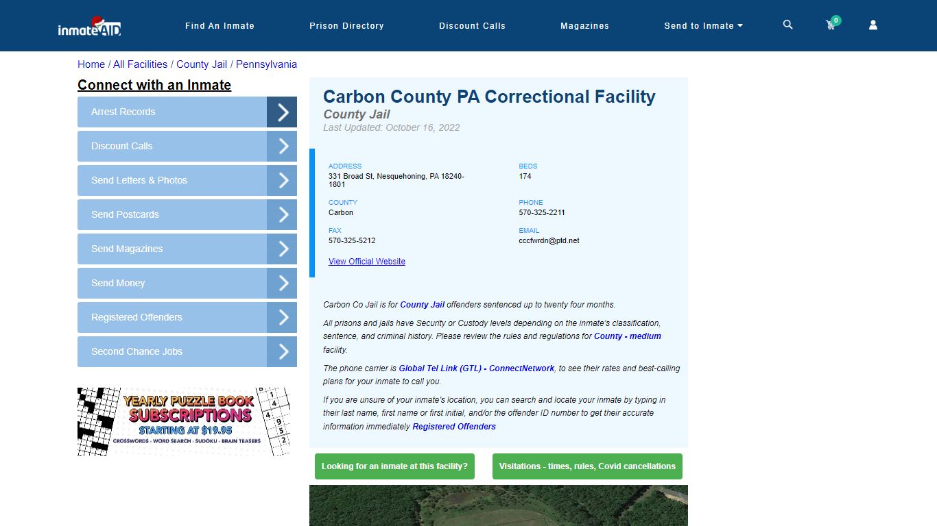 Carbon County PA Correctional Facility - Inmate Locator - Nesquehoning, PA